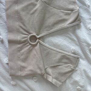 Aerie Ribbed Beige Crop Top